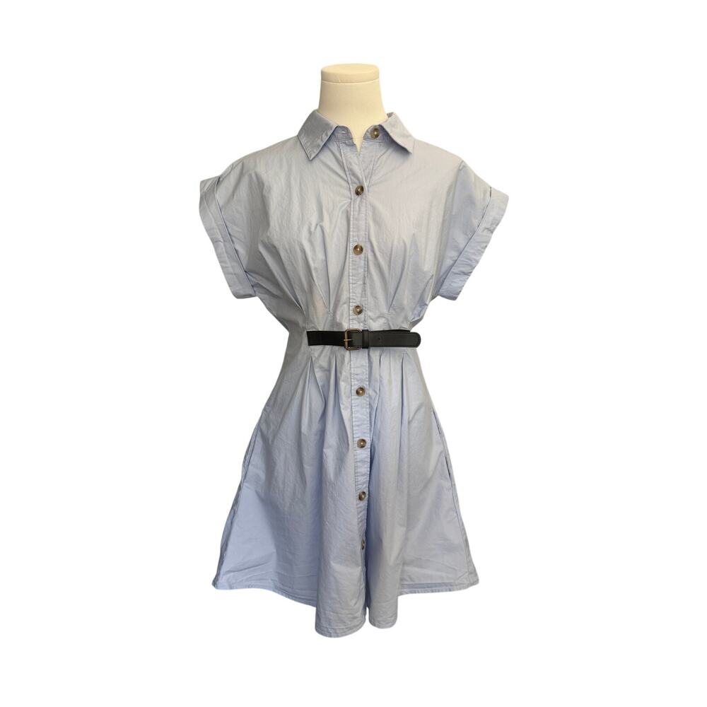 Anthropologie Faye Blue Belted Shirt Dress Size S